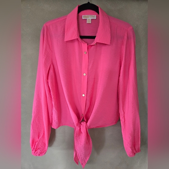Michael Kors | Vibrant Pink Button-Down Shirt, Size L - Picture 2 of 8